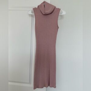 Charlotte Russe Mauve Ribbed Bodycon Turtleneck Dress